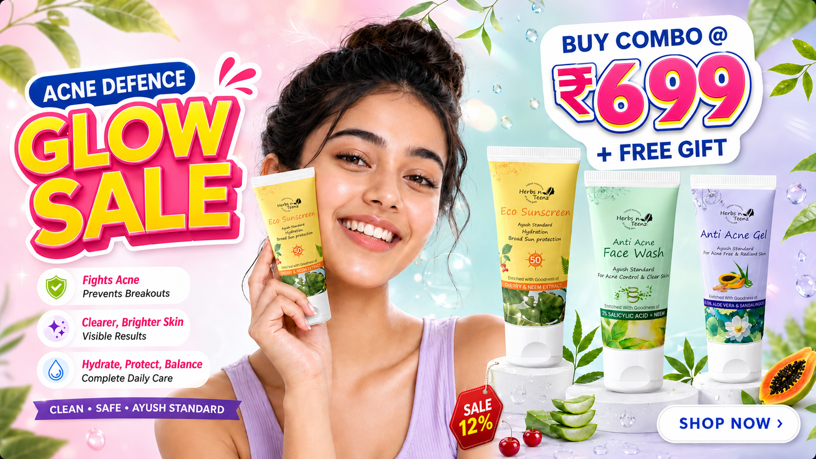 Glow Sale — combos from ₹799 + free gift